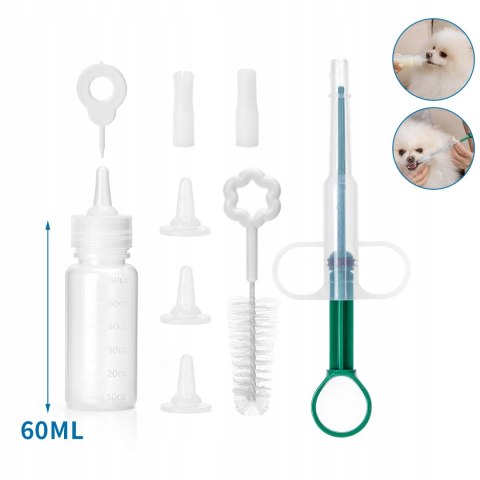 BUTELKA DO KARMIENIA SZCZENIĄT KOCIĄT strzykawka zestaw do wykarmienia 60ml